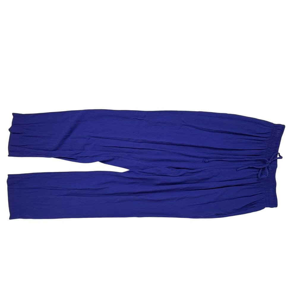 Alfred Dunner Women's Vintage Crinkle Straight-Leg Pants Blue Size Petite S